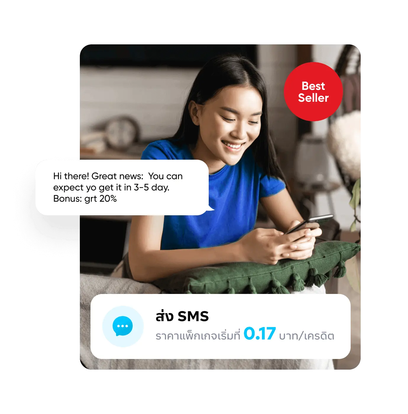 woman using sms service